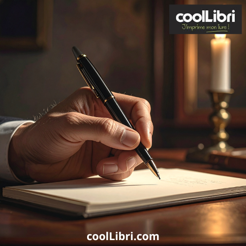 Main d'écrivain tenant une plume - coollibri.com